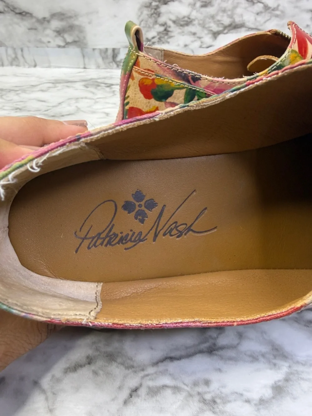 Patricia Nash Eva leather flat shoe in Spring Multi floral pattern NIB Size 6